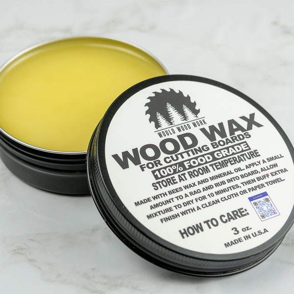 Cutting Board Wood Wax - 3 oz Organic Beeswax and Mineral Oil Conditioner and Wood Butter, Made in USA