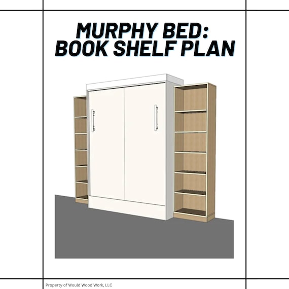 Murphy Bed Digital Bookcase Plan - Wooden Project PDF, Step by Step Digital Plan, Digital Download