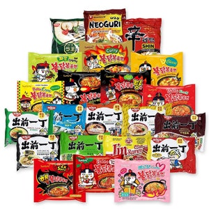 Authentic Asian Korean Halal Mystery Instant Ramen Noodle Pack Assorted Box Exotic Flavors Buldak Spicy Free pair of chopsticks image 5