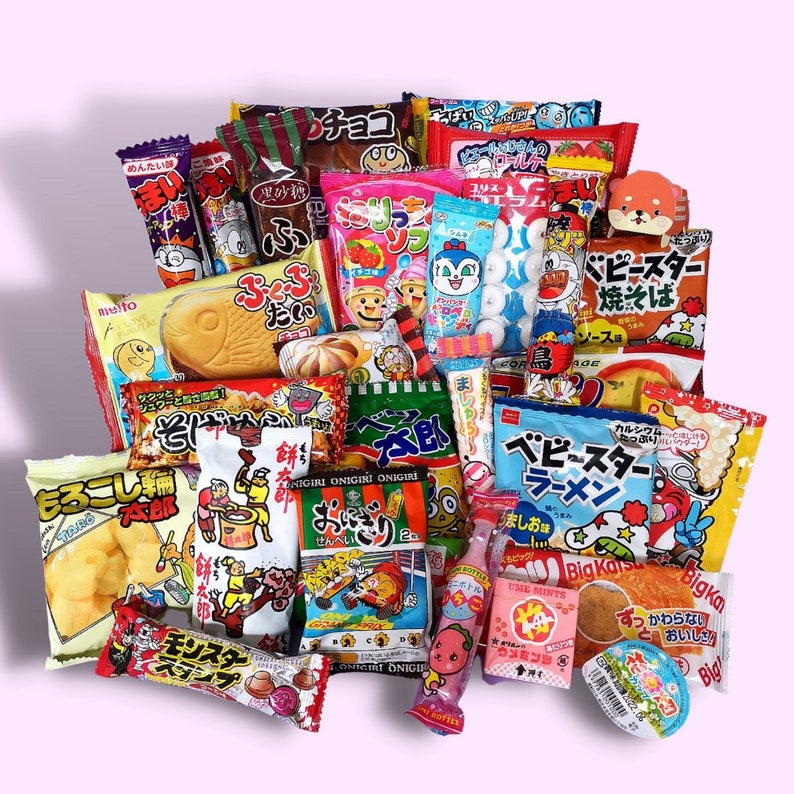 50 Exclusive Exotic Japanese Korean Asian Surprise Mystery Dagashi Ramen Snack Candy box | Full size Snacks Ramune Drinks DIY Candy Kit