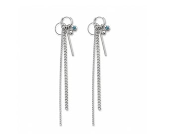 Long Chain Hoop Mix Match Star Charms Hypoallergenic Surgical Steel