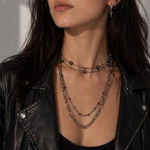 Svart lagerkedja halsband grunge choker rostfritt stål