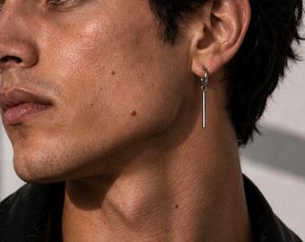 Orecchini pendenti a cerchio in acciaio inossidabile color argento, minimalisti