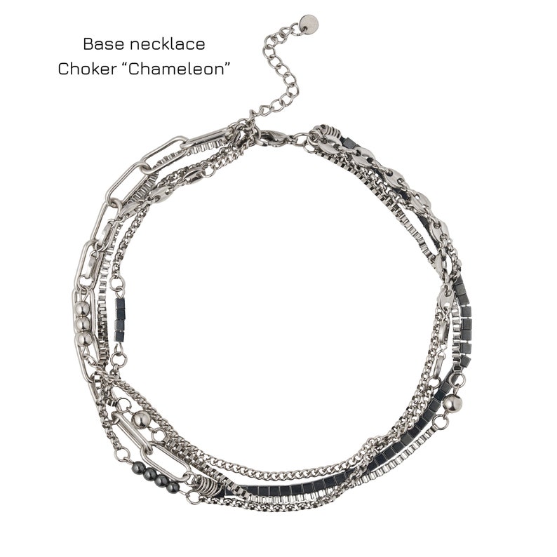 Leather bracelet Punk bracelet Grunge choker Layered necklace set Surgical steel Grunge necklace Alternative necklace Leather choker