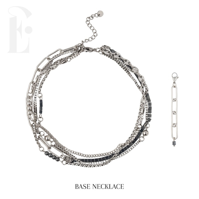 Punk necklace Grunge choker Layered necklace set Surgical steel Hematite Necklace Grunge necklace Alternative necklace Dramatic necklace