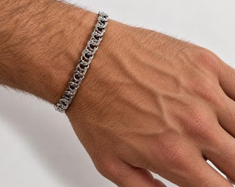 Silver Curb Chain Bracelet Minimalist Mens Jewelry Surgical Steel