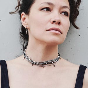 Punk necklace Grunge choker Layered necklace set Surgical steel Hematite Necklace Grunge necklace Alternative necklace Dramatic necklace