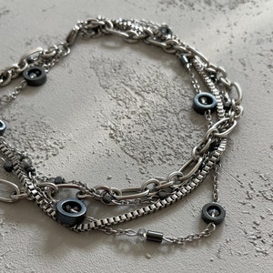 Grunge bracelet Goth bracelet Grunge choker Layered necklace set Surgical steel with hematite Necklace set Grunge necklace image 8