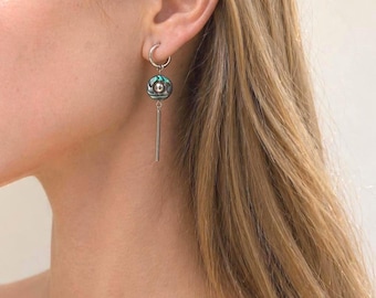 Abalone Shell Earrings Hoop Drop Bar Natural Green Mother of Pearl Dangle Jewelry Silver Surgical Steel