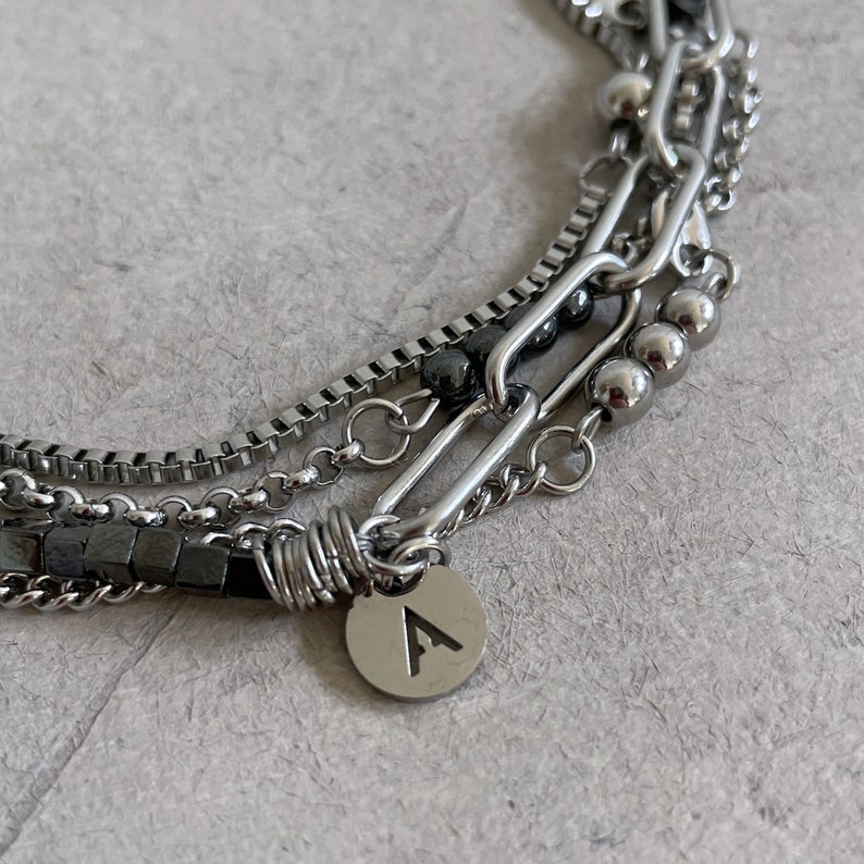 Leather bracelet Punk bracelet Grunge choker Layered necklace set Surgical steel Grunge necklace Alternative necklace Leather choker