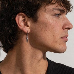 Männer Silber Spike Ohrringe Dangle Anhänger Hoop Chirurgenstahl Grunge