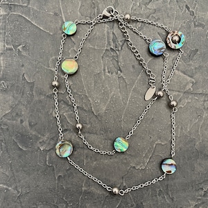 Abalone necklace Abalone jewelry set Rope chain necklace Choker collar Abalone bracelet Surf necklace Beachy necklace
