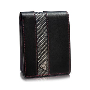 Black 100% Genuine Leather Passcase Wallets for Men, RFID Blocking Bifold Mens Wallet with 2 ID Windows Flip pocket, 8 Card Holder
