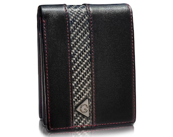 Napa Leather Bifold Wallet with Carbon Fiber, RFID Blocking