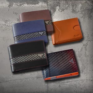 Full Grain Leather Bifold Men's Wallet 2 ID Windows, Carbon Fiber RFID Blocking, 8 Card Holder Gift For Him, Leather Wallet