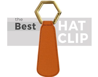 Magnetic Hat Clip for travel - Secure to your bag purse or luggage to carry your hats safely - Leather with gold buckle cap retainer