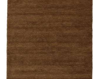 100% Wool Handloom Rug – Soft Brown Designer Area Carpet