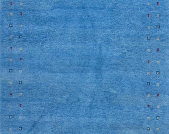 100% Wool Handloom Oriental Persian Style Rug – Light Blue Area Rug NON SLIPPERY carpet