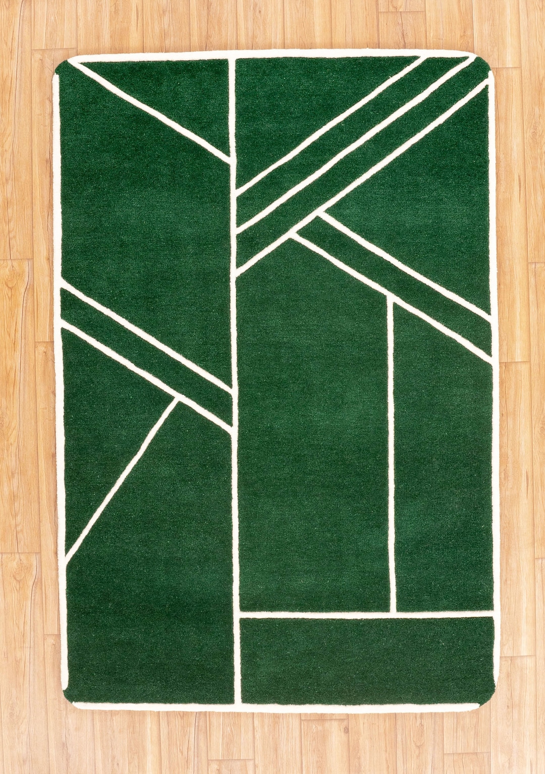 Hand-tufted Viscose Area Rug: Green Geometric Design for Living Room - Etsy