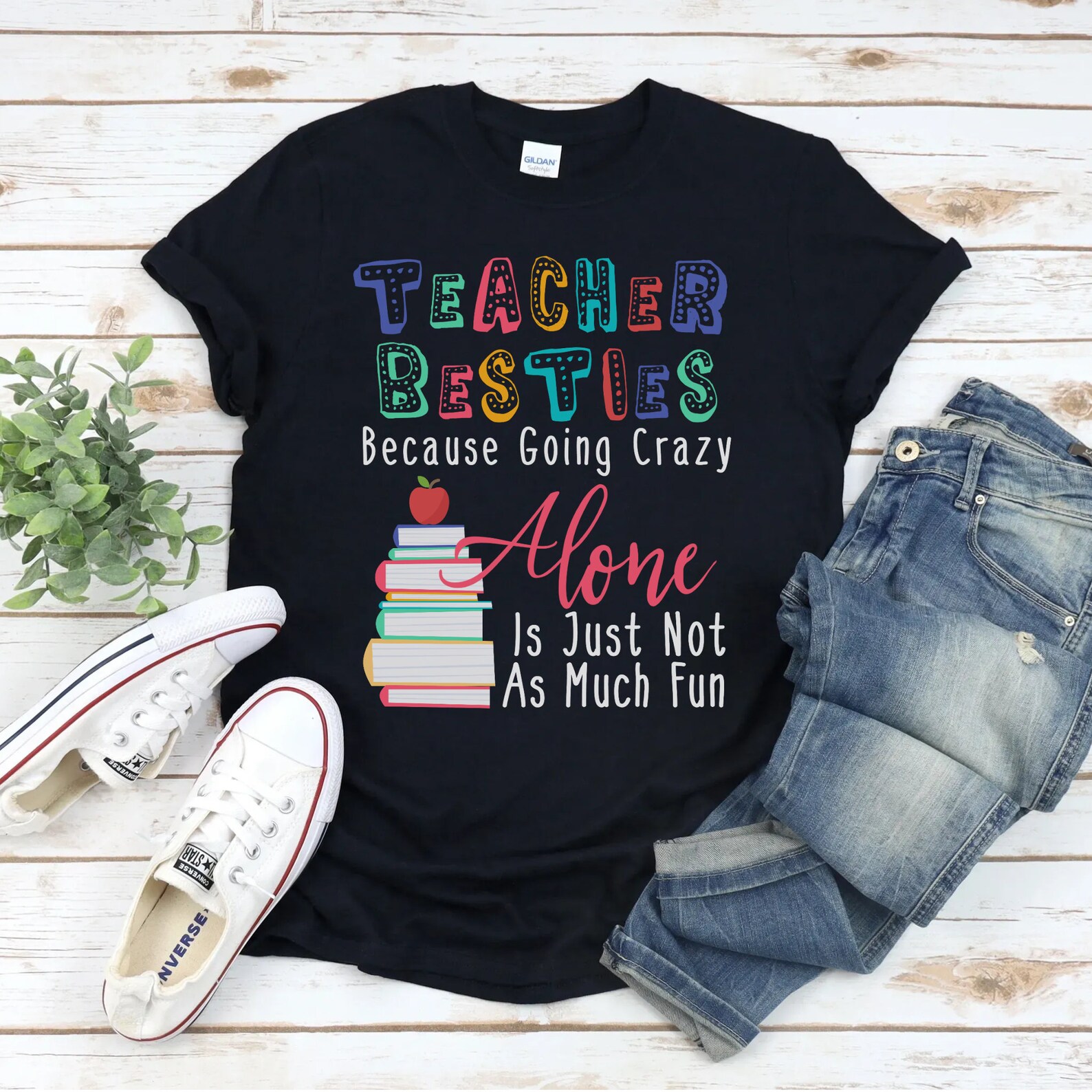 Teacher Bestie Shirt Funny Teacher Shirts Teacher Coworker - Etsy