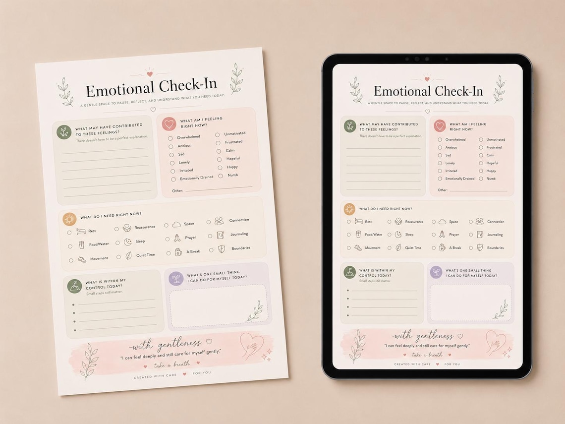 Emotional Check-in Worksheet - Etsy