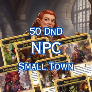 Colección D&D NPC - 50 cartas digitales para jugadores y maestros de mazmorras - Small Town - Descarga instantánea