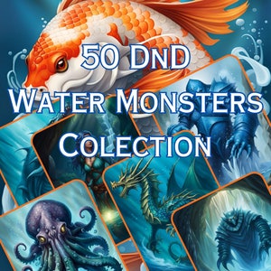 D&D Water Monster Image Collection - 50 Digital Art Prints for Dungeon Masters and Players - Instant Download