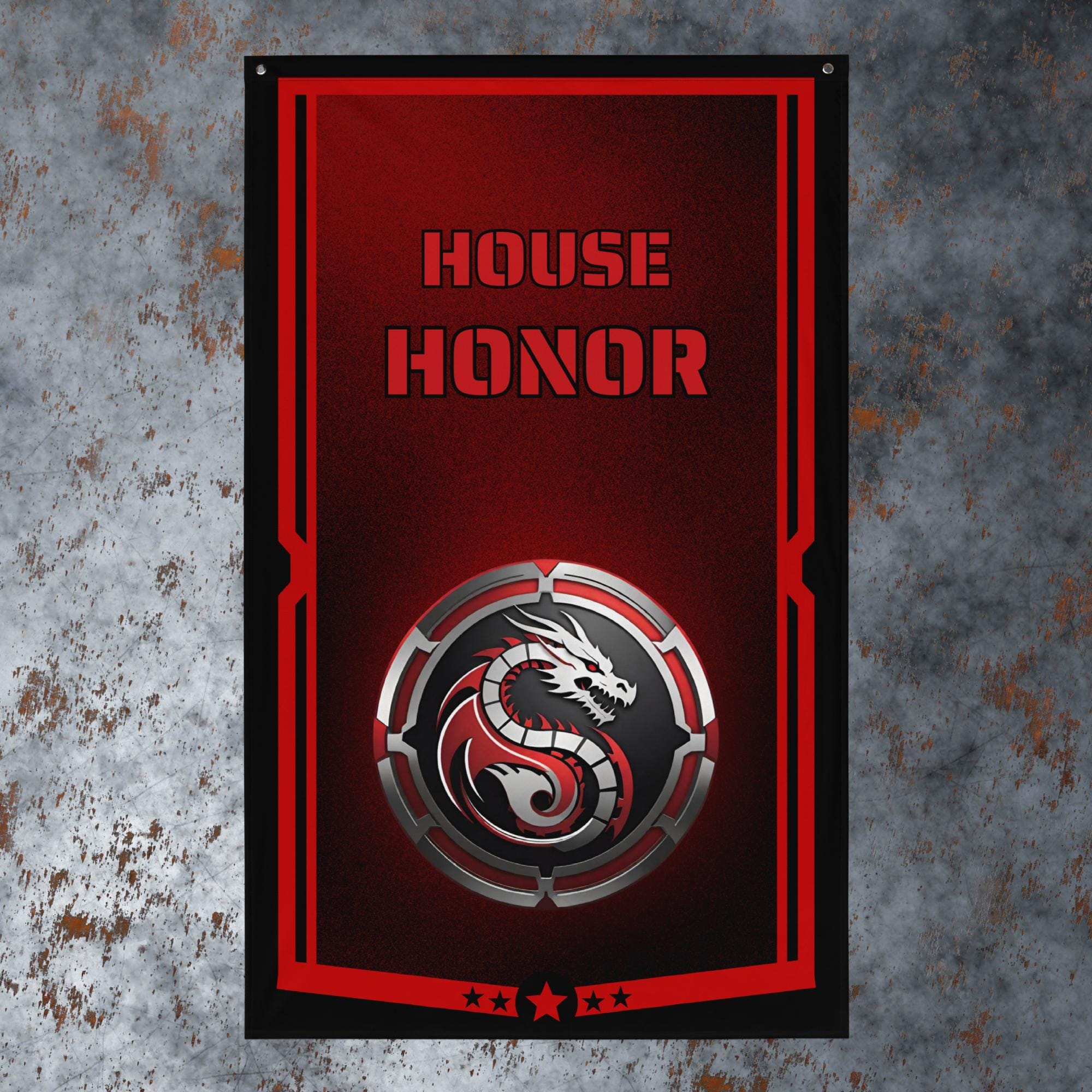 Custom Sci-Fi Wargaming House Banner Flag - Faction Crest Wall Decor for Tabletop Gamers & Hobbyists
