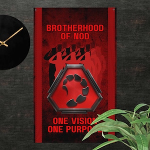 Brotherhood of NOD Flag - Retro Command and Conquer Banner - RTS - TTRPG Inspired Wall Art - Gamer Room Decor