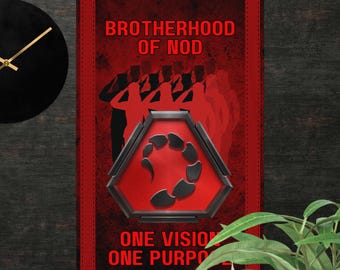 Brotherhood of NOD Flag - Retro Command and Conquer Banner - RTS - TTRPG Inspired Wall Art - Gamer Room Decor