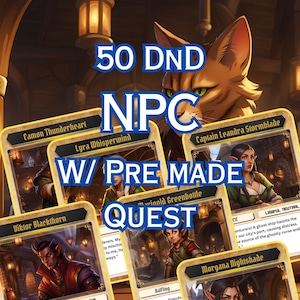 D&D Tavern Quest-Giver NPCs - 50 Digital Cards for DMs and Players - Instant Download - DM Accessories - DND Quests - Random Encounter V1