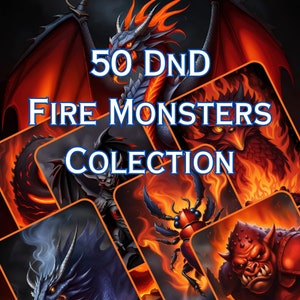 D&D Fire Monster Image Collection - 50 Digital Art Prints for Dungeon Masters and Players - Instant Download
