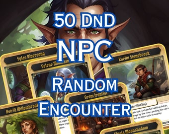 NPC de D&D World Random Encounter - 50 tarjetas digitales para DM y jugadores - Descarga instantánea - Accesorios DM - DND Quests V1