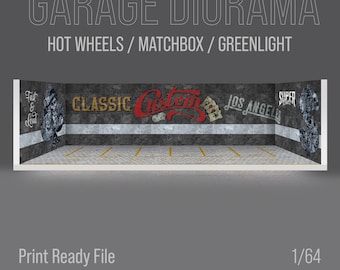 Diorama Garage Scene For 1/64 Model Cars Print Ready Design File