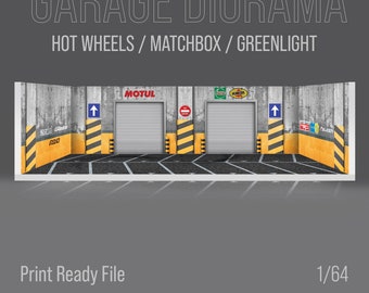 Diorama Garage Scene For 1/64 Model Cars Print Ready Design File