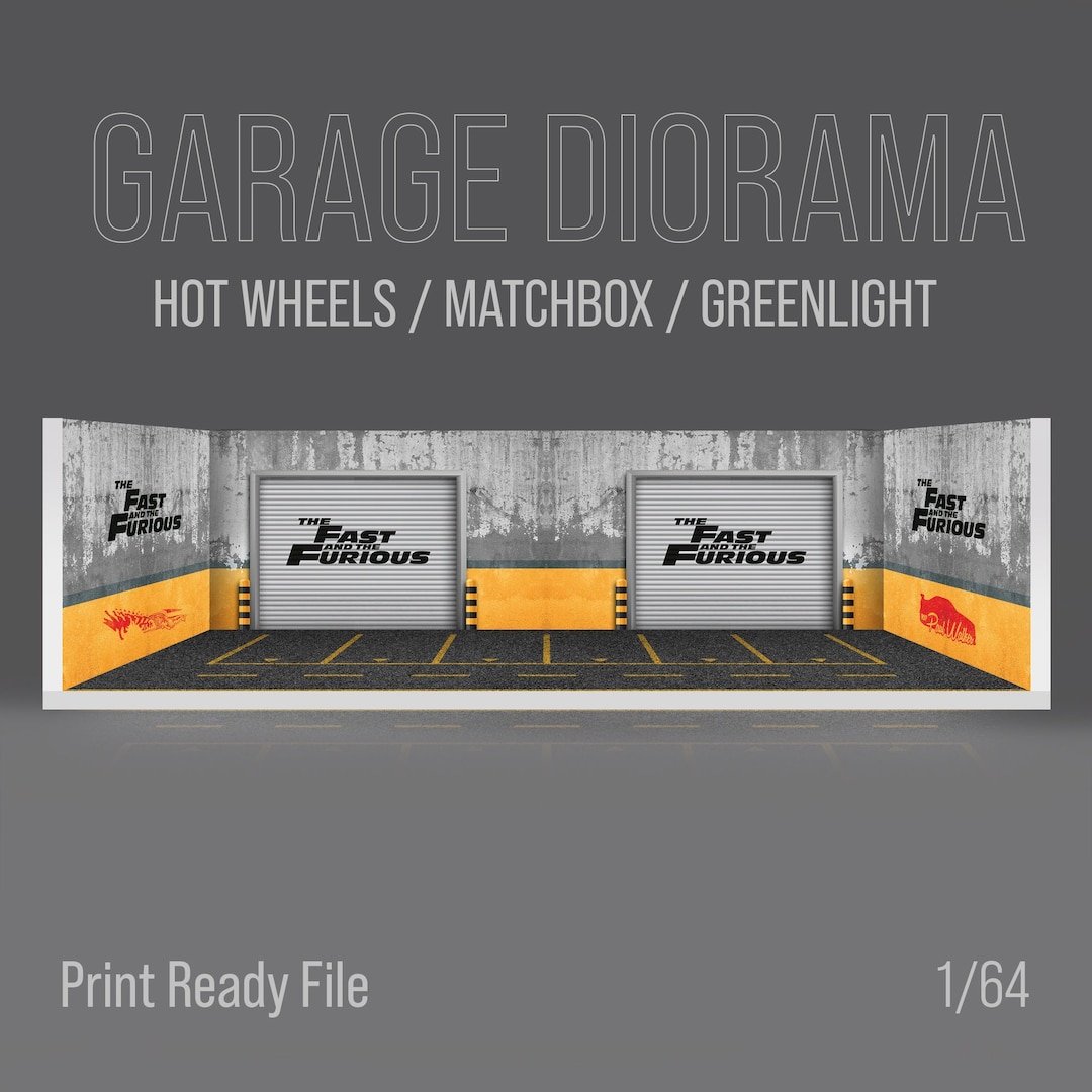 Diorama Garage Scene for 1/64 Model Cars Print Ready Design File