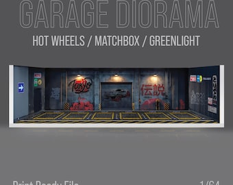 Diorama Garage Scene For 1/64 Model Cars Print Ready Design File