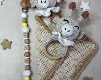 Pinza para chupete personalizada - Pinza para chupete personalizada - Sonajero de jirafa - Peluche de jirafa - Regalo para bebé - Pinza para chupete de perlas de algodón