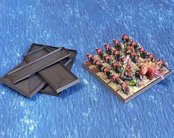 Movement trays for 20mm bases, used in miniature games / wargaming / rank & flank