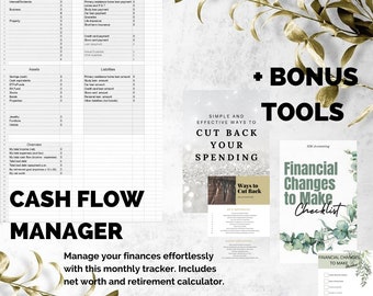 Cash Flow Manager, Money Tracker, Net worth Calculator, Retirement Calculator, Personal Finance management