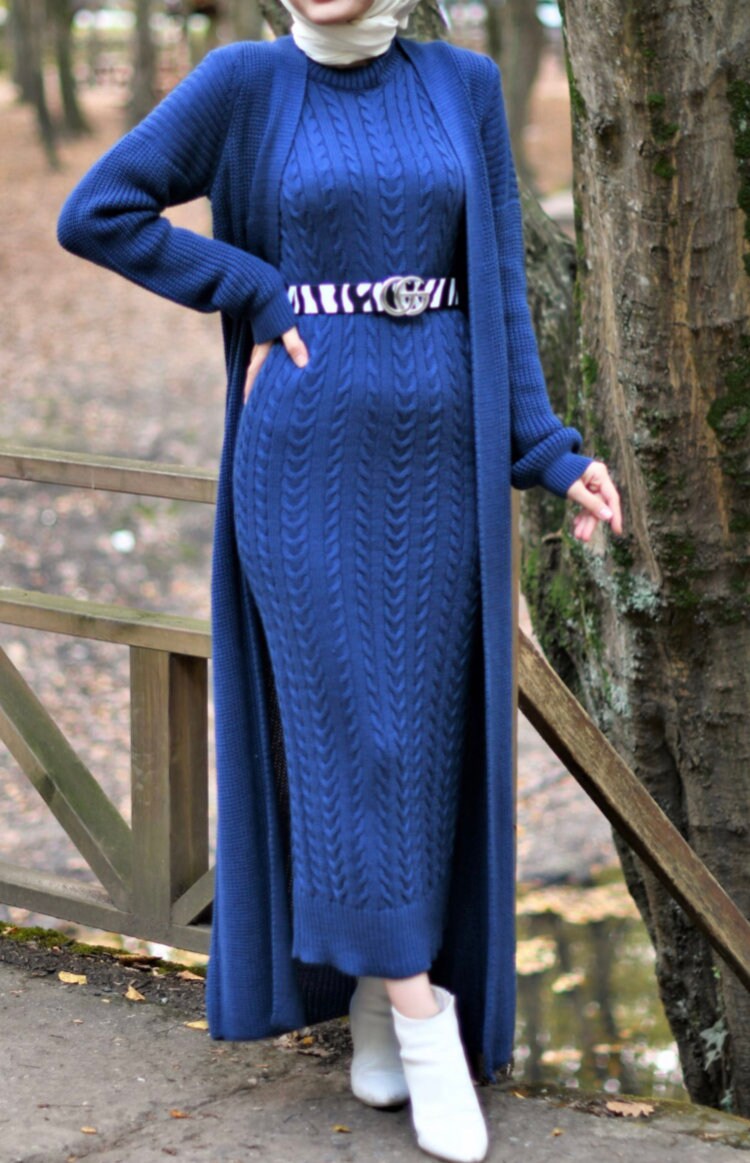 2 Pcs Jumper Dress and Cardigan Set 