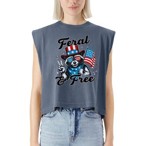 Raccoon 4th of July Feral Cap Sleeve Muscle Tee, Raccoon 4th July Tank Top, Tie Dye 4th of July T-Shirt, America Shirt, American Flag Shirt