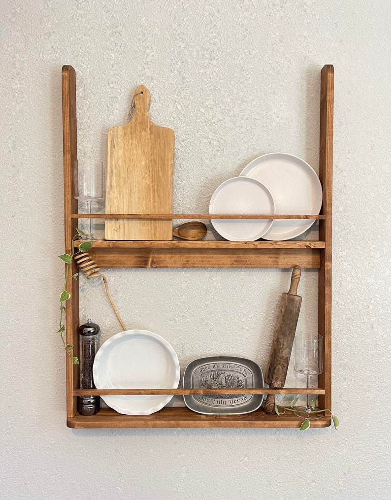 Tall Wall Mounted Plate Rack Hanging Book Shelf 