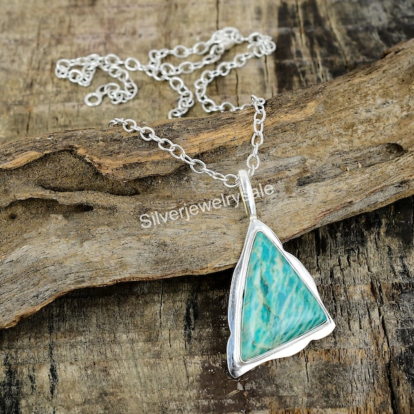 Amazonite Pendant, Silver Jewelry, 925 Sterling Silver Pendant, Amazonite Necklace, Gemstone Pendant, Amazonite Jewelry, Silver Pendant