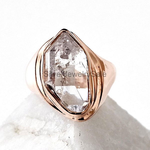 Large Herkimer diamond copper ring 100 Pure copper Herkimer diamond Ring, diamond Gemstone Ring, Gift Ring, Mothers Day Gift Ring, Gift Ring