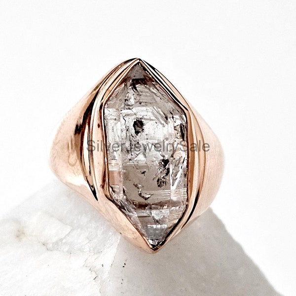 Large Herkimer diamond copper ring 100 Pure copper Herkimer diamond Ring, diamond Gemstone Ring, Gift Ring, Mothers Day Gift Ring, Gift Ring