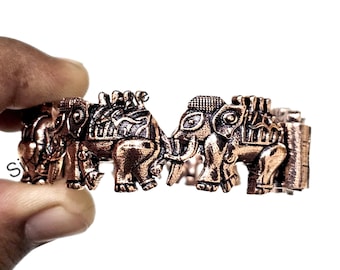 Gorgeous Elephant Bangle - Solid Copper Bangle -Size 2.4 Inches (Inner Diameter)- Handcrafted Elephant Bracelet- Unisex Bangle Openable Kada
