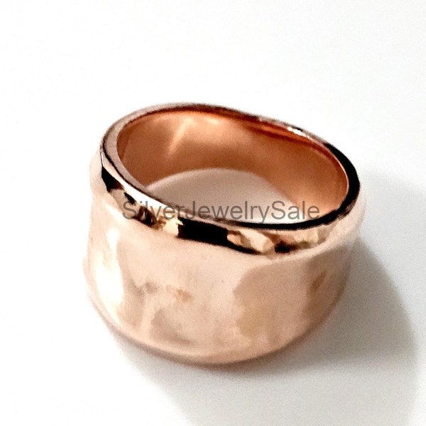 100 % Pure Hammered Copper Band ring, Wide Thumb Ring, Copper Ring, Arthritis Healing Jewelry , Copper wedding Ring, handmade Ring Gift Ring