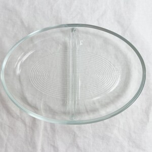 USA Glasbake Divided Baking Dish 9-inch Oval W/ridged Detail. 1950s