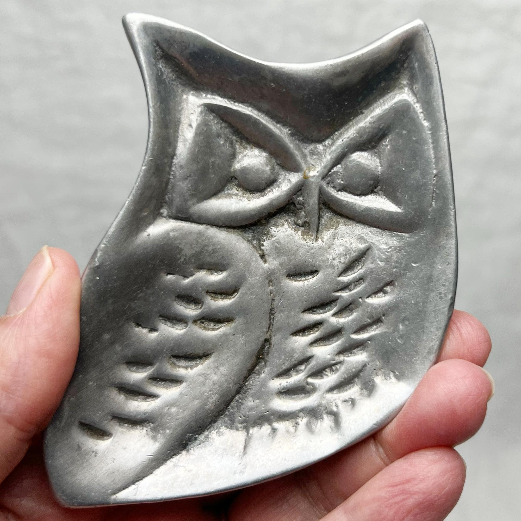 Cast Aluminum Owl Trinket Dish Hoselton Canada No. 224 MCM